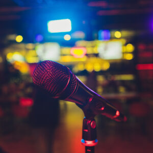 microphone in front of crowd