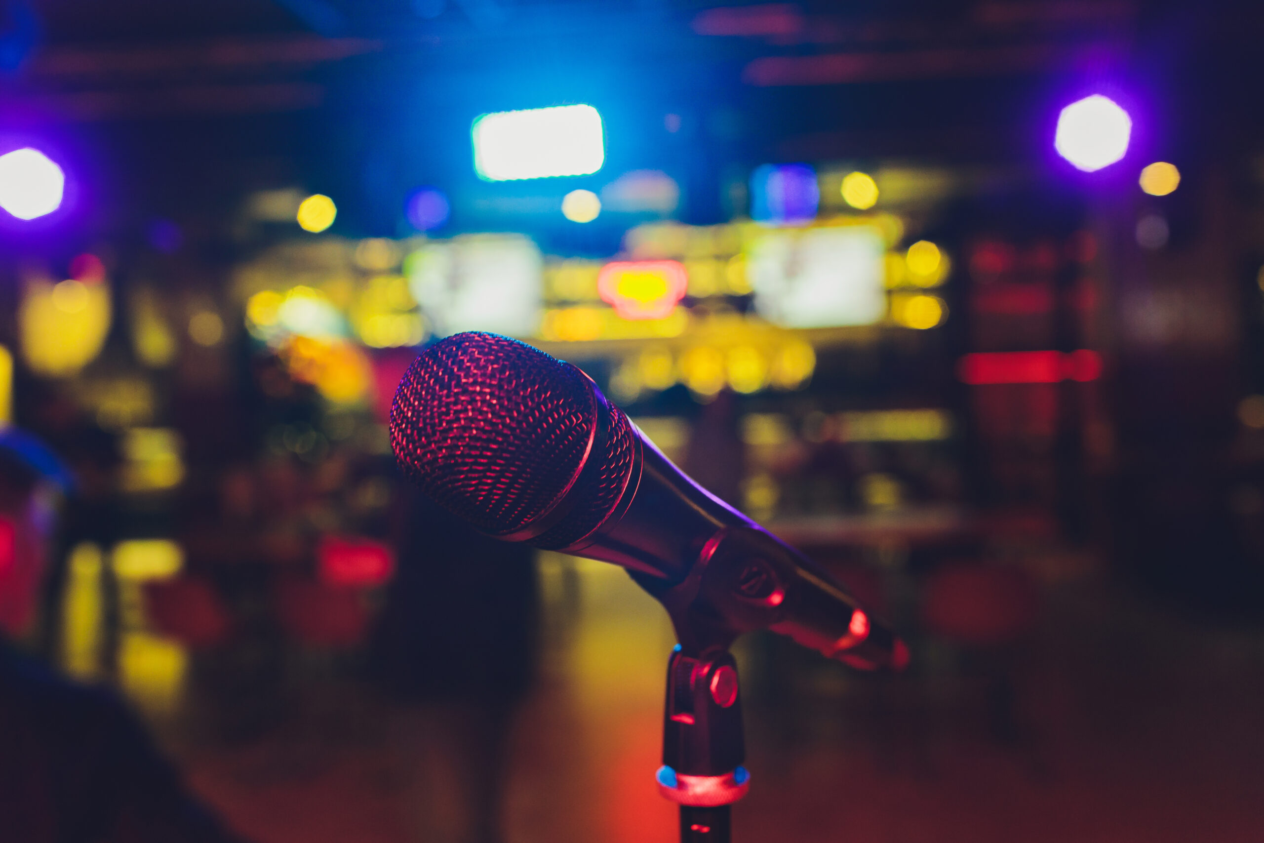 microphone in front of crowd