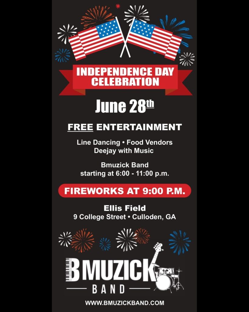 A flyer for the City of Culloden's Independence Day Celebration.