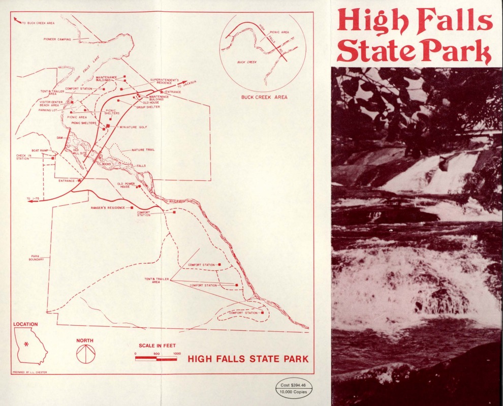 1976 historic brochure and map of high falls state park